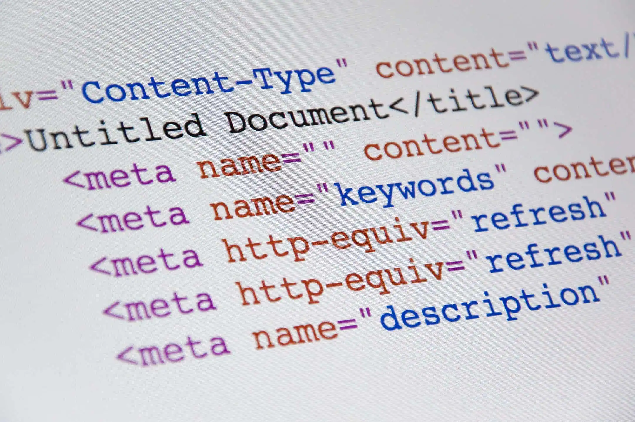 HTML code showing meta tags