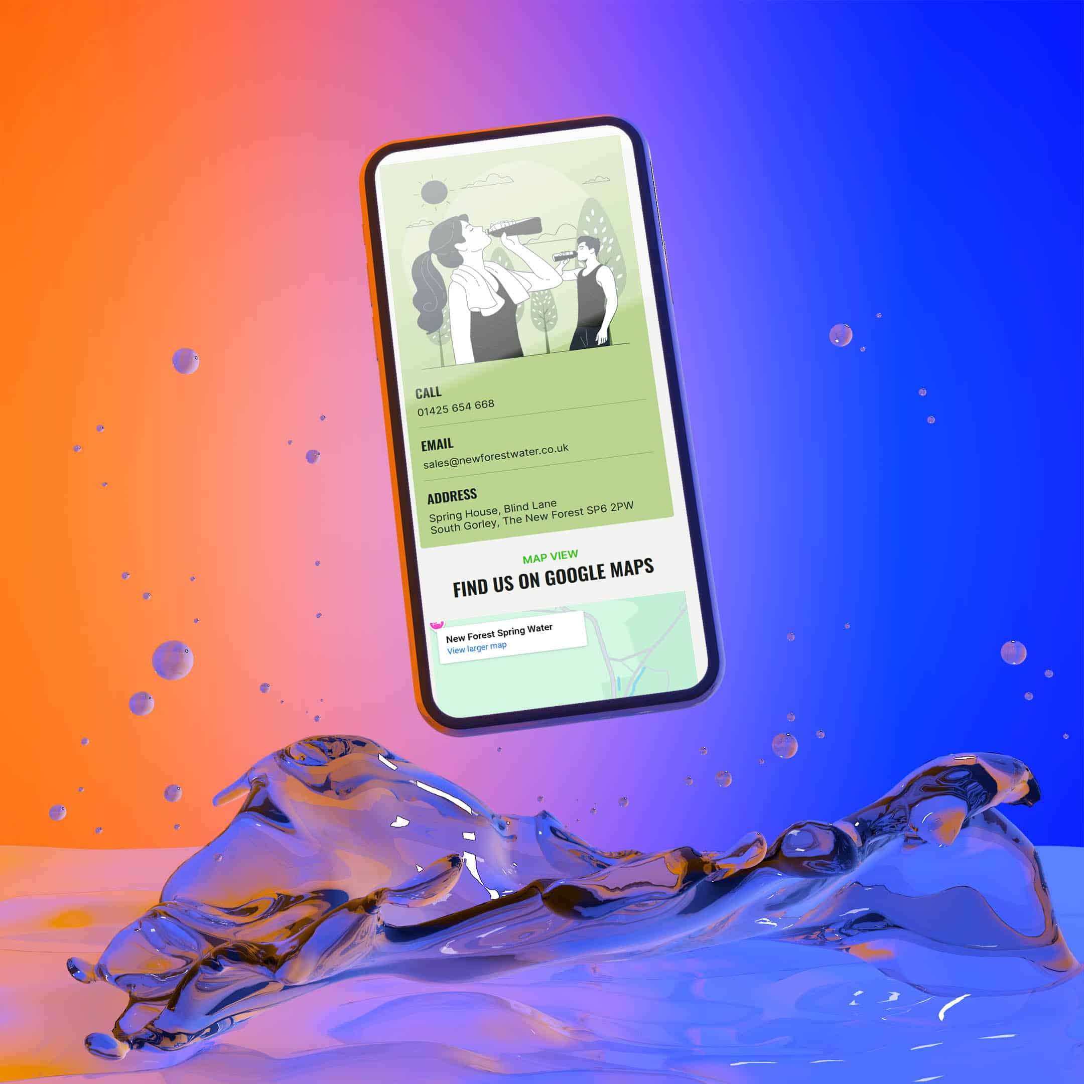 A smartphone showing a section of the New Forest Water website