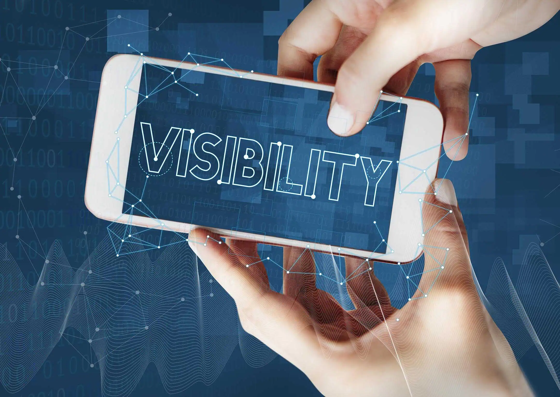 A smartphone screen displaying the word Visibility