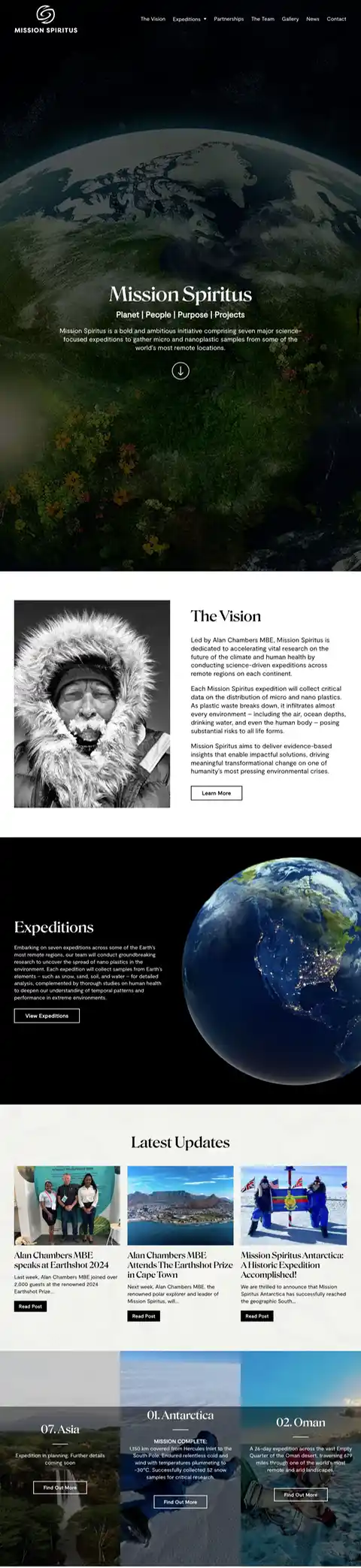 The Mission Spiritus homepage, designed and built by E-Innovate